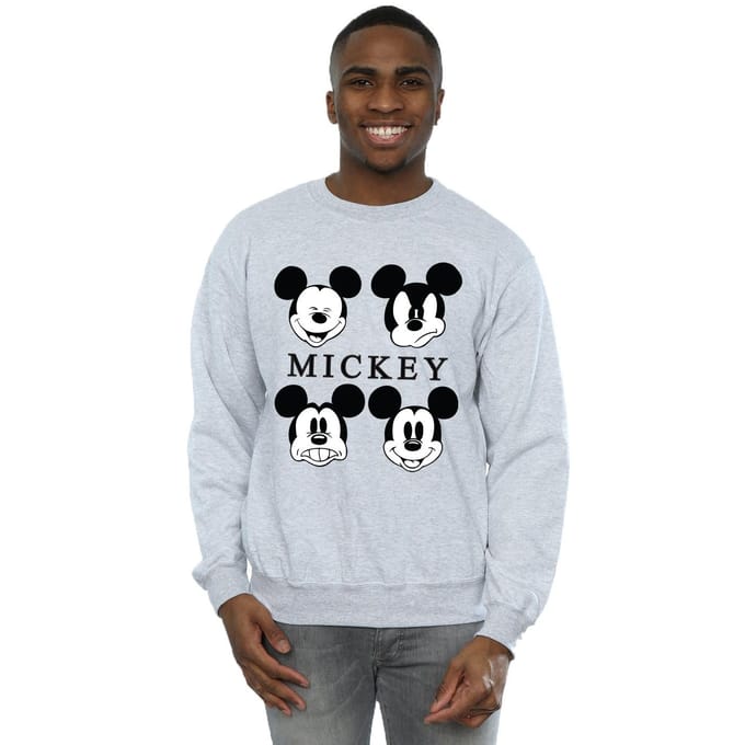 Disney Heren Vier Hoofden Mickey Mouse Katoenen Sweatshirt (Sportgrijs)