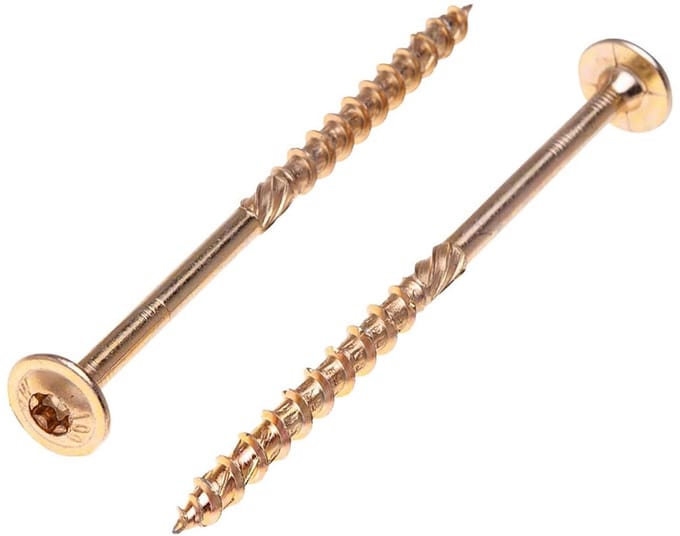 Houtschroeven - Zelf Tappend - Bouw Constructie - Torx Flenskop - 6x120mm 100 Stuks - Geel Verzinkt