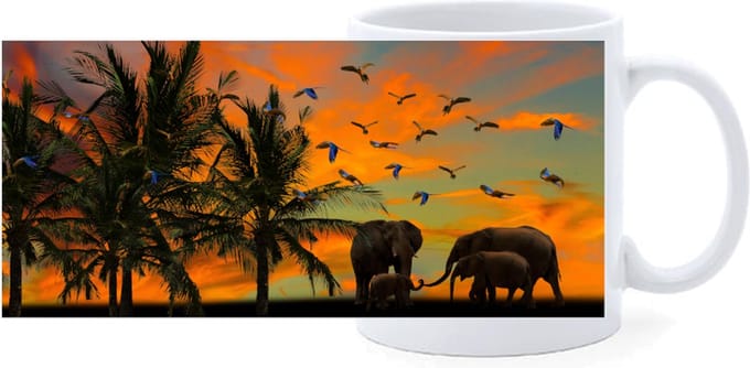Beker - Olifant Savannah Sunset