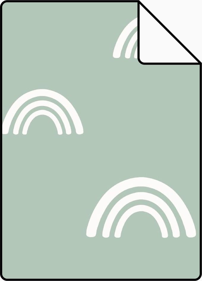 Proefstaal ESTAhome behang regenboogjes mintgroen - 26.5 x 21 cm - 139439-S