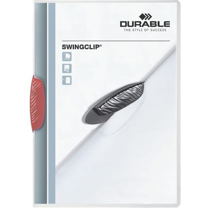 Durable klemmap Swingclip transparant rood