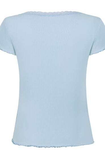 Hunkemöller Pyjama Top Jersey Rib Blauw