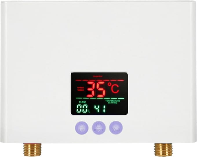 Mini Doorstroomverwarmer - Compacte Boiler - Direct Warm Water - LED Temperatuur Display - 3 kW - Wit