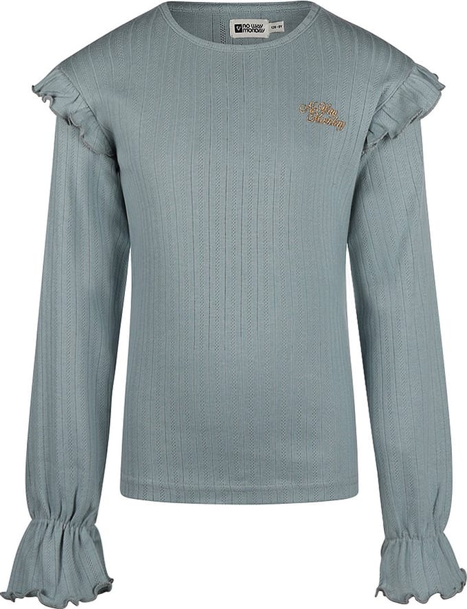 No Way Monday - Meisjes Shirt - Faded Blue - Maat 158