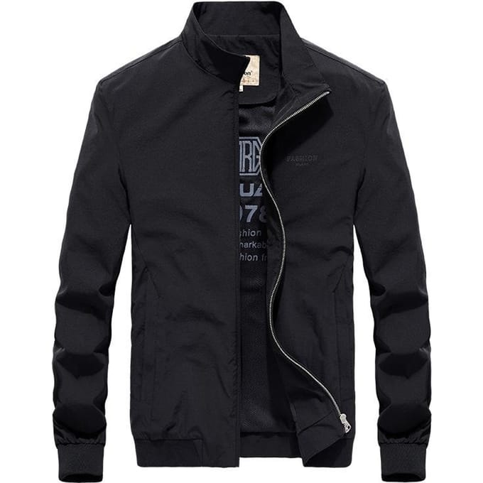 Automne Nouvelle Veste Homme à Col Montant Élastique Quadridirectionnel à Séchage Rapide Veste Homme Monocouche à Manches Resserrées Élastique 5XL black