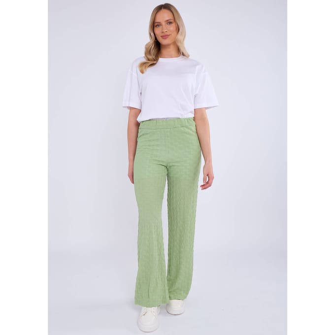 Sage Green Elastic Taille Uitlopende Broek