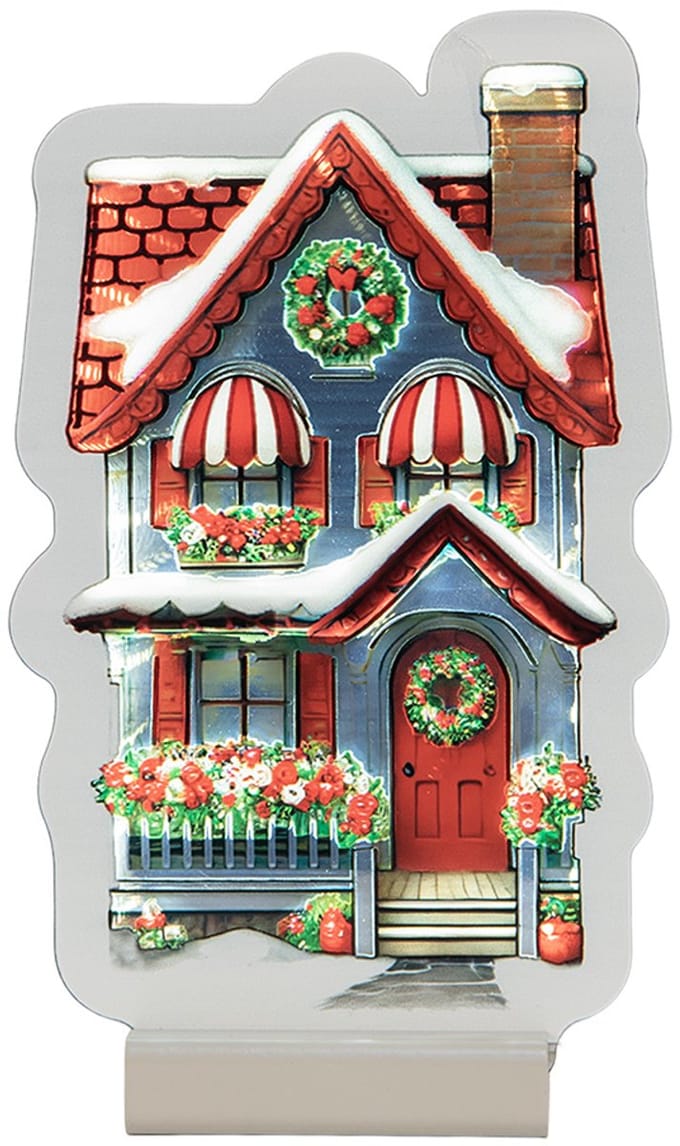 Clayre & Eef Kerst Infinity Spiegel Lamp Huis 13x5x21 cm Rood Kunststof