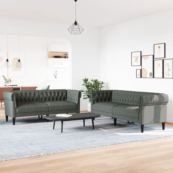 vidaXL - 2-delige - Loungeset - stof - donkergrijs