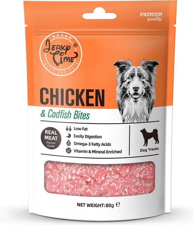 Jerky Time - Chicken & Codfish Bites - Hondensnack - Voordeelbundel 5 stuks
