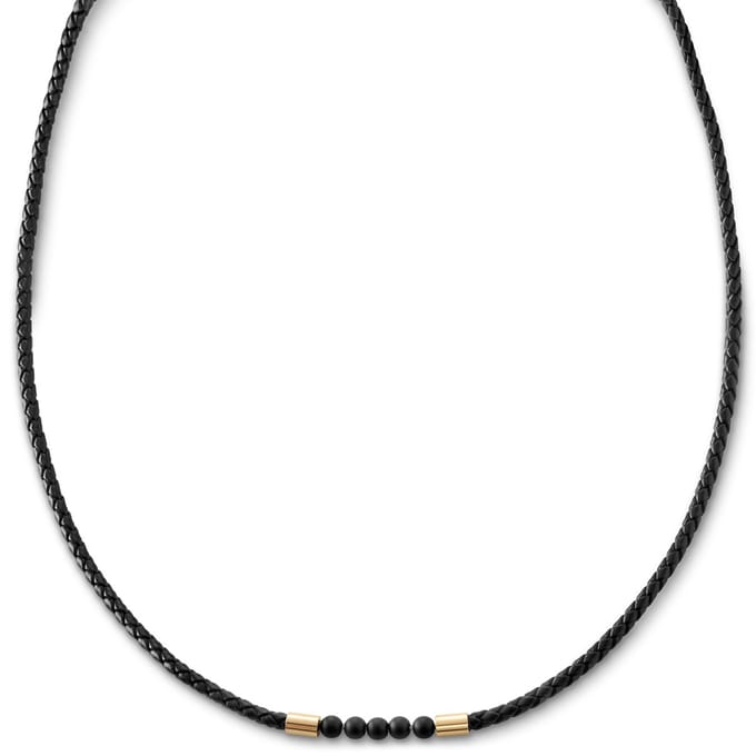 Tenvis | 3 mm Goudkleurige Onyx Leren Ketting