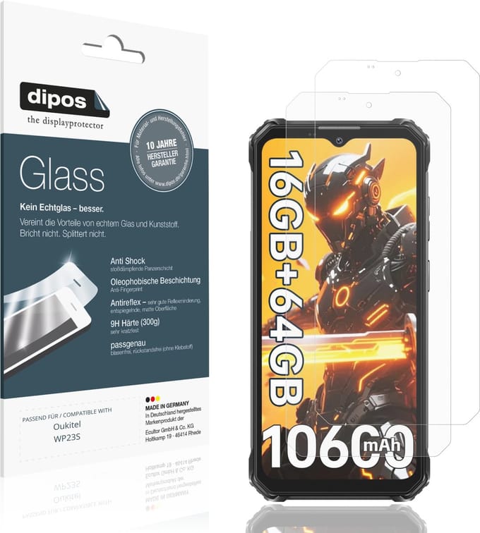 dipos – 2x Matte Pantserfolie geschikt voor Oukitel WP23S | 9H Screenprotector