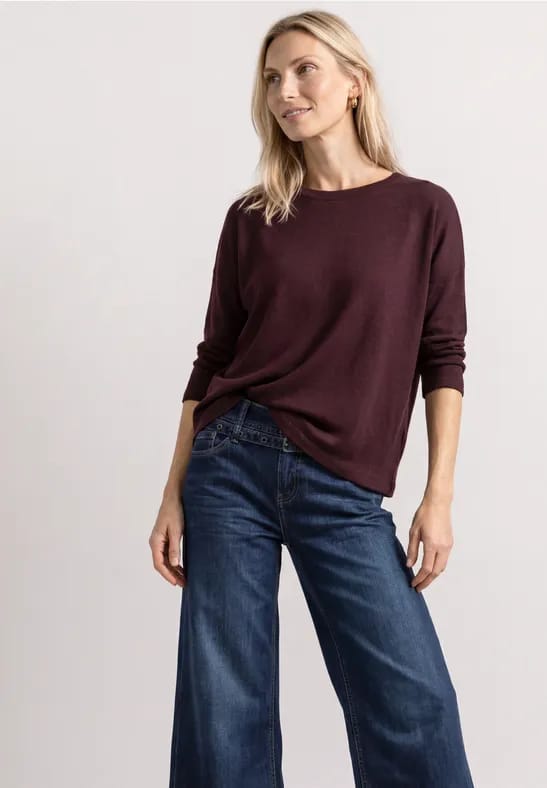 Shirt met 3/4-mouwen in gebreide look