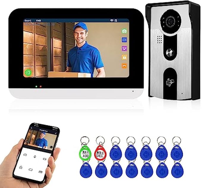 Video Deurbel met 7 Inch Touchscreen en IR Nachtzicht - Slimme Intercom met App Ontgrendeling