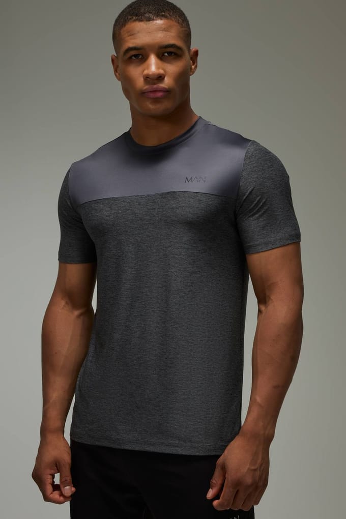 Heren Actief Performance Regular Fit Gemêleerd T-shirt | Black | Size Medium