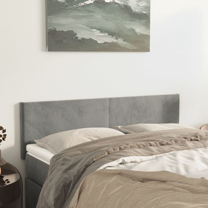 vidaXL - Hoofdborden - 144x5x78/88 - cm - fluweel - lichtgrijs