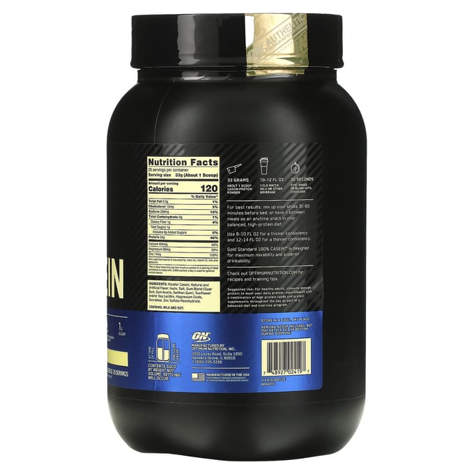 Optimum Nutrition, Gold Standard 100% Caséine, Vanille Crémeuse, 2 lbs (909 g)