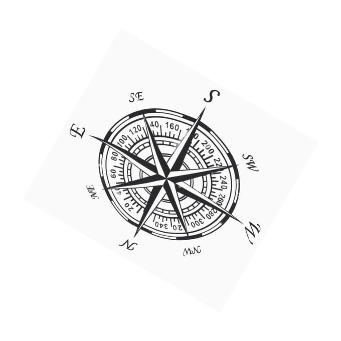 Auto Kompas Sticker Waterdicht Snijdbaar PVC 20x20cm voor Universele Autodecoratie Wit zwart