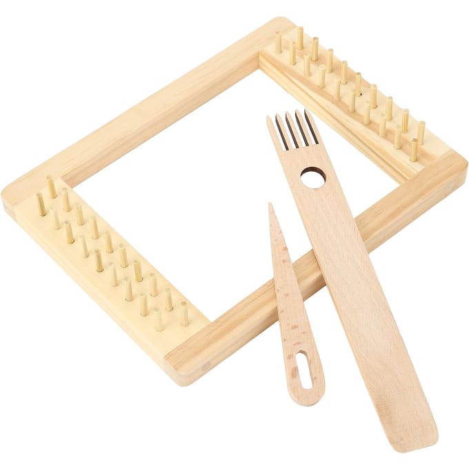 Houten Weefmachine met Naald en Schietspoel Dichte Kolom Beginners Breiframe voor beige