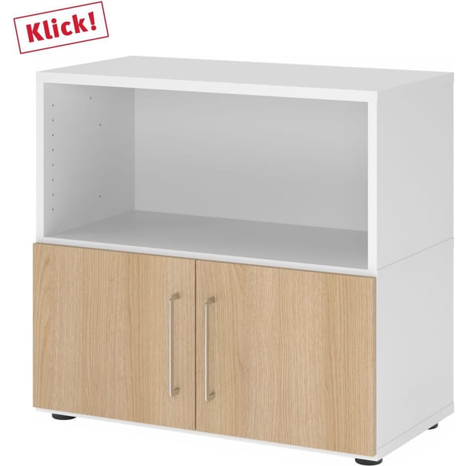FlexWall | 2 OH | deuren + kast | met verstelbare poten - Wit/Eiken