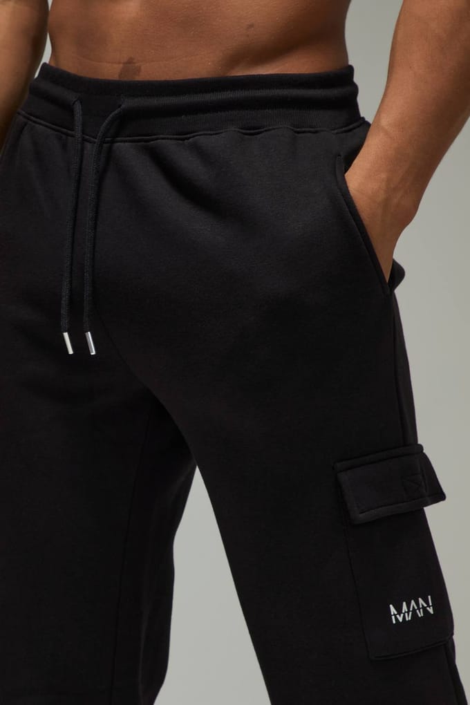 Men's Active Regular Fit Cargo Jogger | Black | Size XL