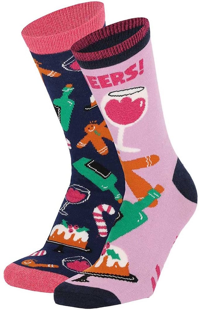 Apollo Dames Foute Kerstsokken Print 2-Pack Drank - Maat 36/41