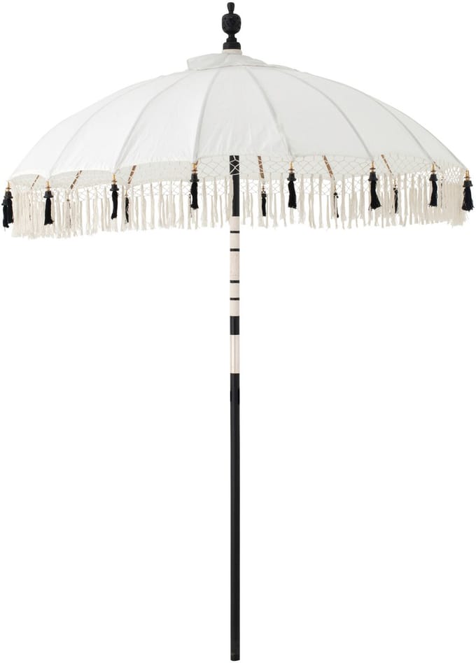 J-Line parasol Flavie - hout/katoen - ecru/zwart