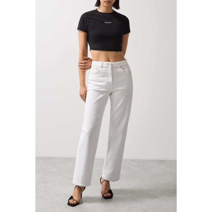 Reiss Ss Cropped Tshirt Black Taglia: L | Maglie Sportivi Outlet | Donna | Nero