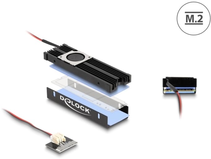 Delock Heat sink with Fan for M.2 SSD 2280 black