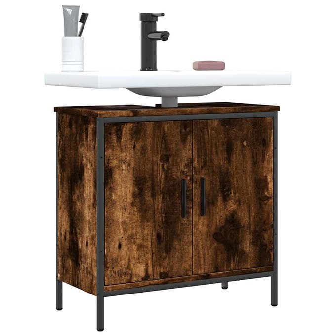 vidaXL - Badkamerkast - 60x30x60 - cm - bewerkt - hout - gerookt - eikenkleurig