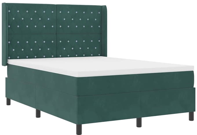 vidaXL - Boxspring - bed - met - matras - Donkergroen - 140 - x - 190 - cm - Fluweel