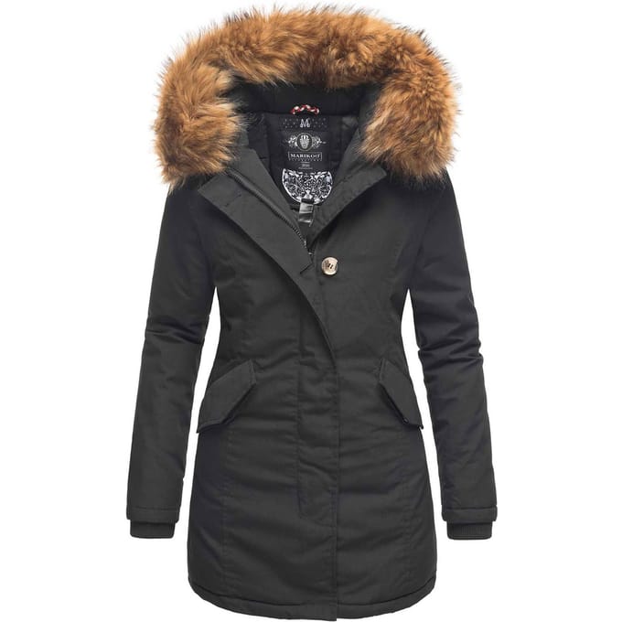 Marikoo dames winterparka met afneembare imitatiebontkraag & capuchon