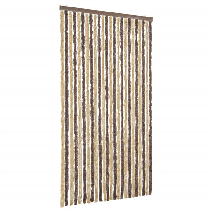 vidaXL - Vliegengordijn - 100x200 - cm - chenille - donkerbruin - en - beige