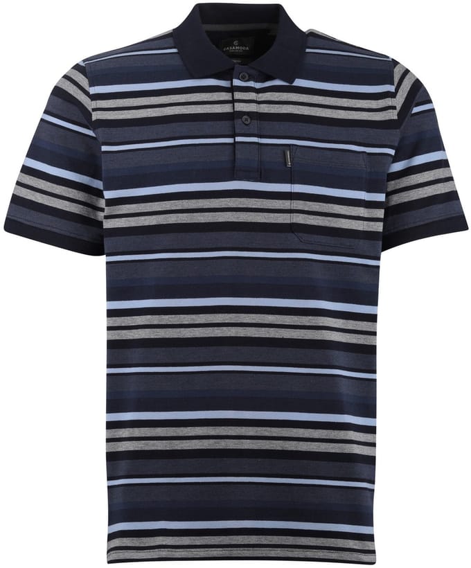 CASA MODA comfort fit heren polo - blauw dessin