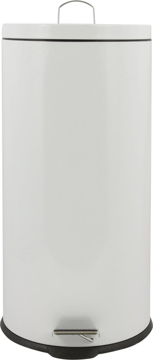 MSV Prullenbak/pedaalemmer - metaal - wit - 30 liter - 29 x 63 cm - Medium/Large-size