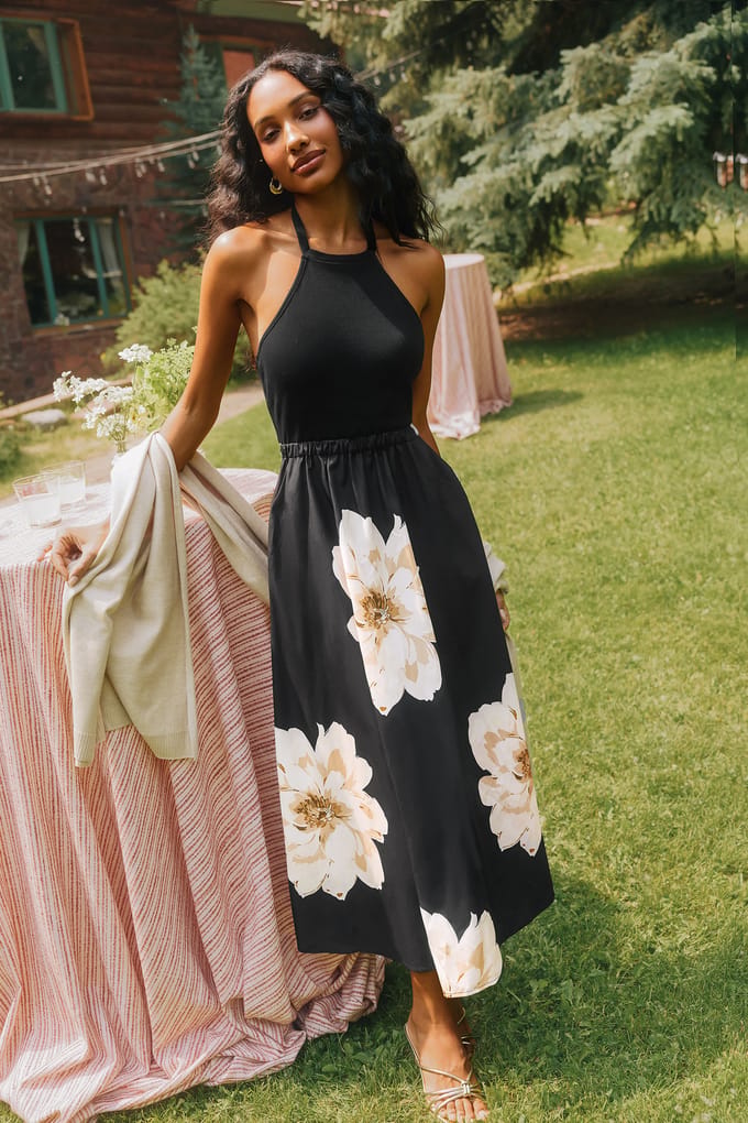 Vestido largo floral Momento a la luz de la luna