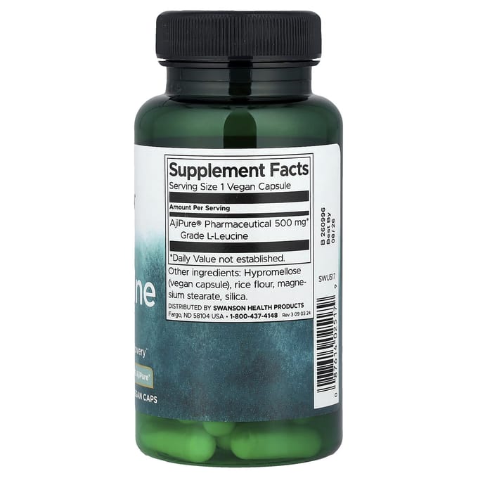 L-Leucine, 500 mg, 60 vegetarische capsules