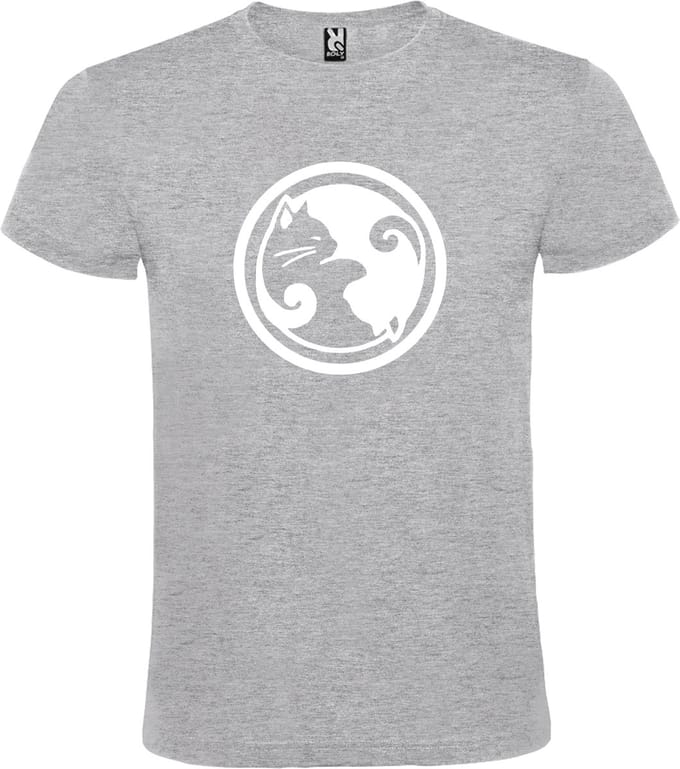 Grijs T-shirt ‘Yin Yang Katten’ Wit Maat M