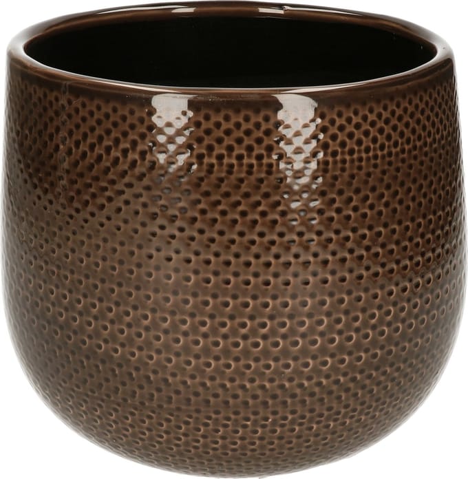 Mica Decorations bloempot - 1x - bruin - Keramiek aardewerk - 16 x 18 cm