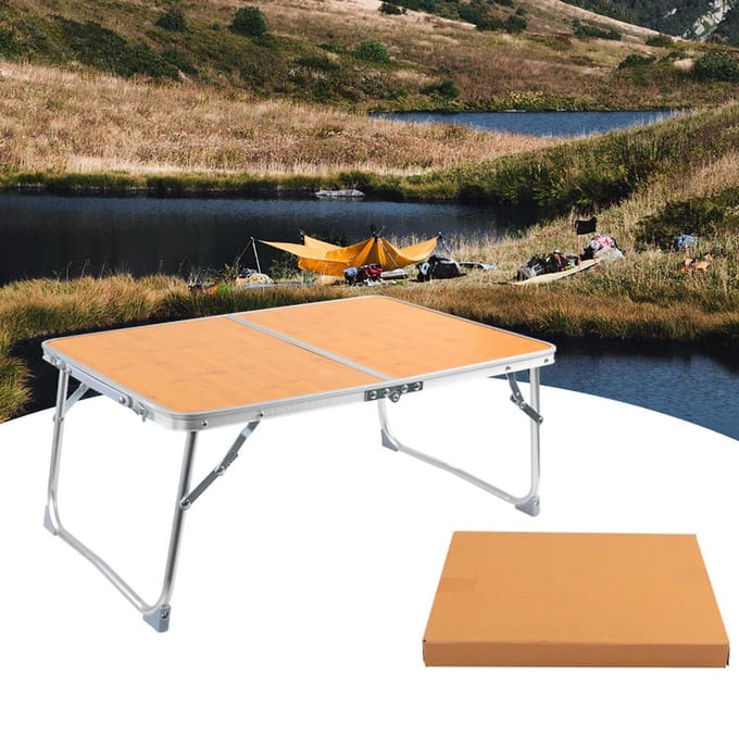 Draagbare klaptafel Buiten opvouwbare kleine campingtafel voor kamperen Picknickstrand Bamboo Pattern orange