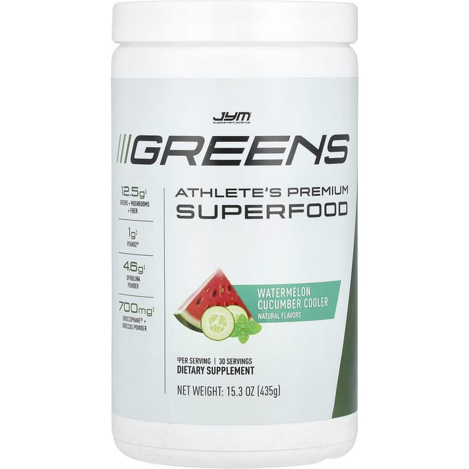 JYM Supplement Science, Greens, Superaliment Premium pour Athlète, Cooler Pastèque Concombre, 15,3 oz (435 g)