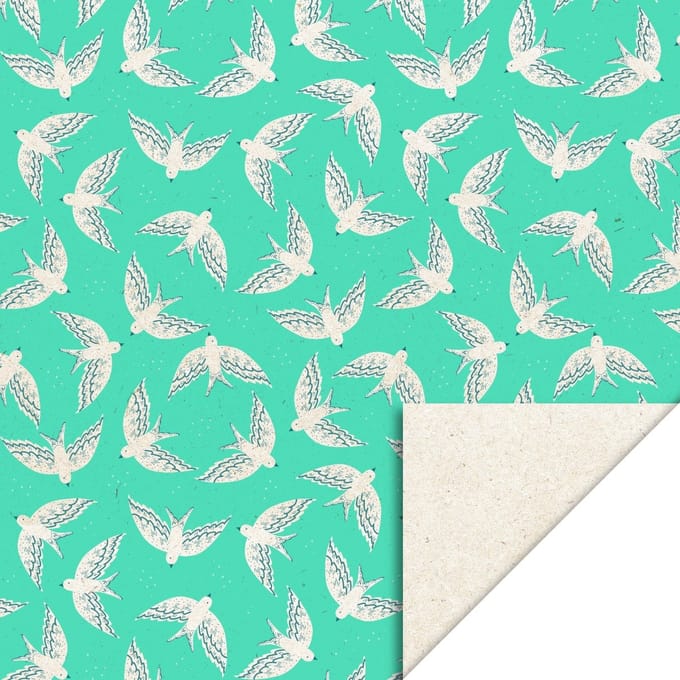 Cadeaupapier 70x300 cm - Birds mint
