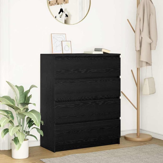 vidaXL - Dressoir - 80x35x99 - cm - spaanplaat - zwart - eikenkleurig
