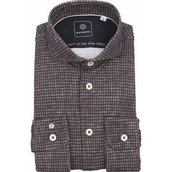 Blue Industry Overhemd Print Bruin - Maat 38 - Heren - Overhemden Casual