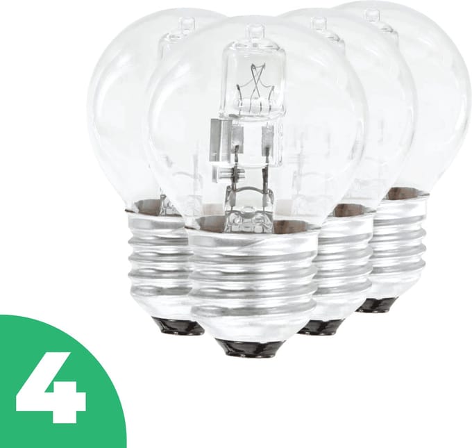 Trixline Kogel Halogeenlamp E27 - 53W - Warm Wit Licht - Dimbaar - 4 stuks