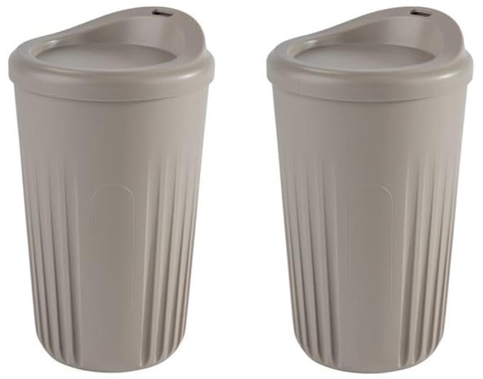 APS Herbruikbare Drinkbeker To Go - Koffiebeker met Deksel 400ml - Polypropyleen - Mokka - Set van 2
