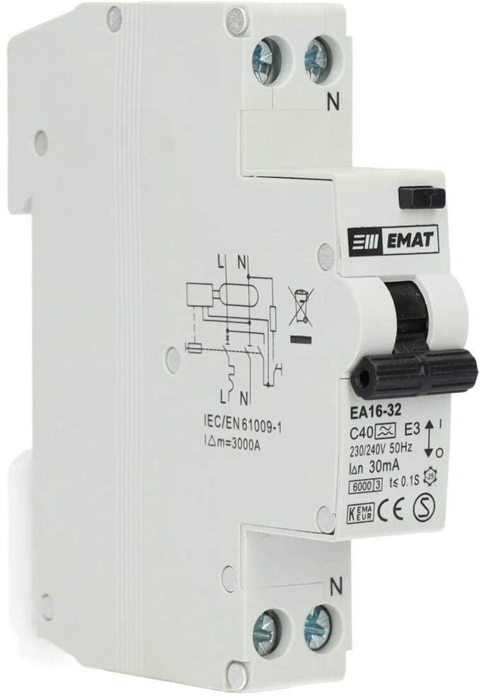 EMAT aardlekautomaat C40 1P+N 30mA Type A (85006060)