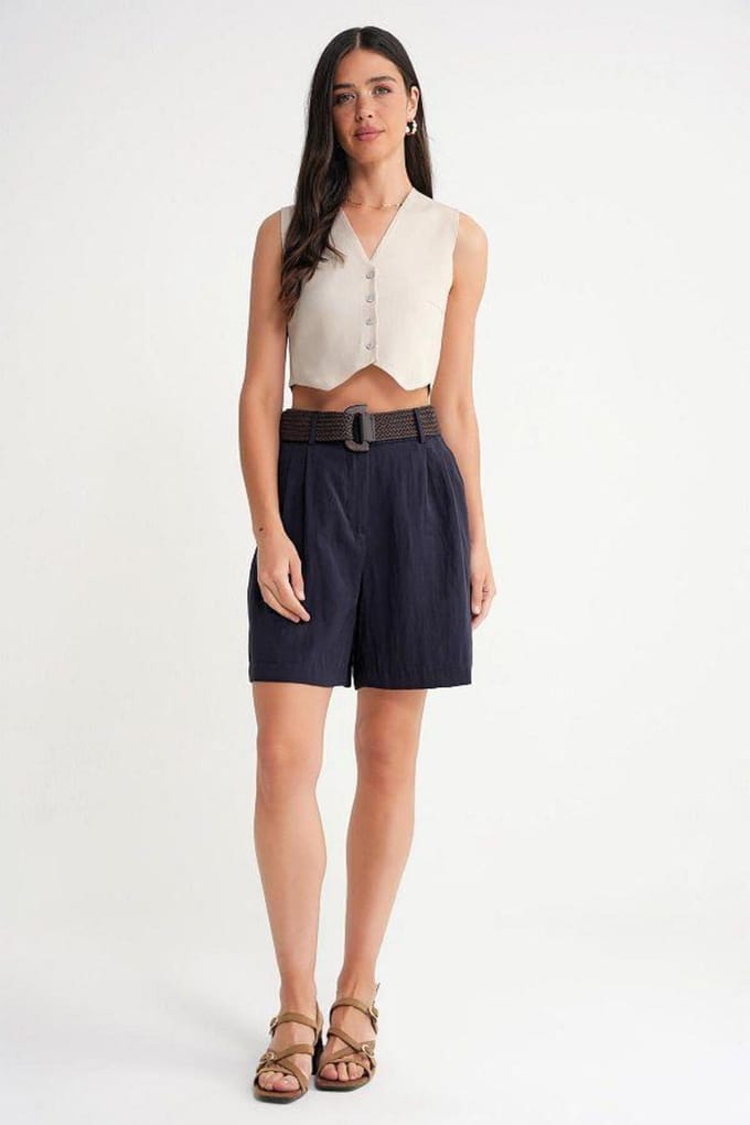 V-hals Knopjes Crop Vest