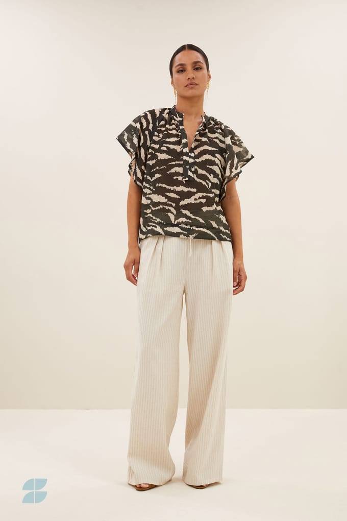By-Bar Vina Zebra Blouse Black Zebra Print Größe: S | Blusen Outlet | Damen | Schwarz