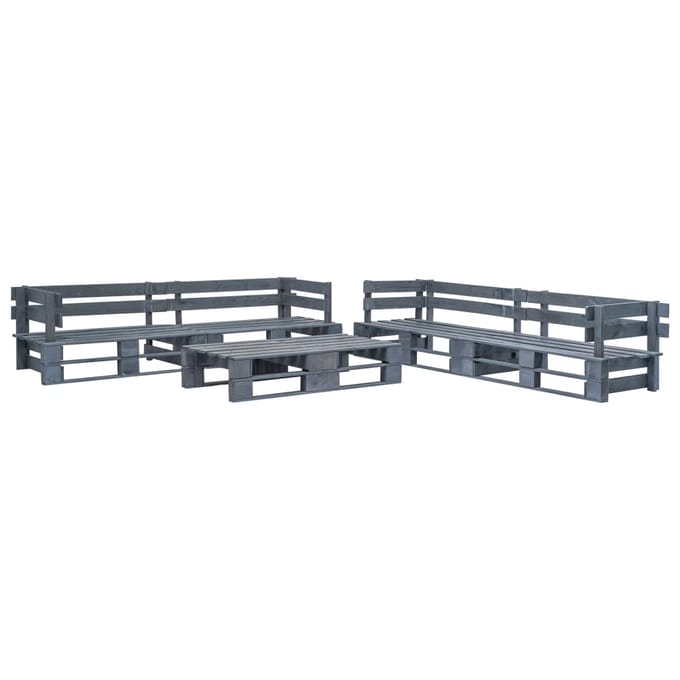 vidaXL - 6-delige - Loungeset - pallet - hout - grijs