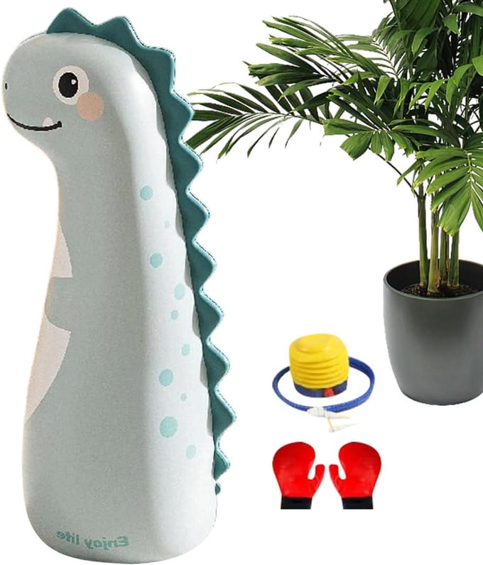 Opblaasbare bokszak - Kinder bokszak - Actief spel - Inclusief handschoenen pomp - 120 cm hoog - Dinosaurus